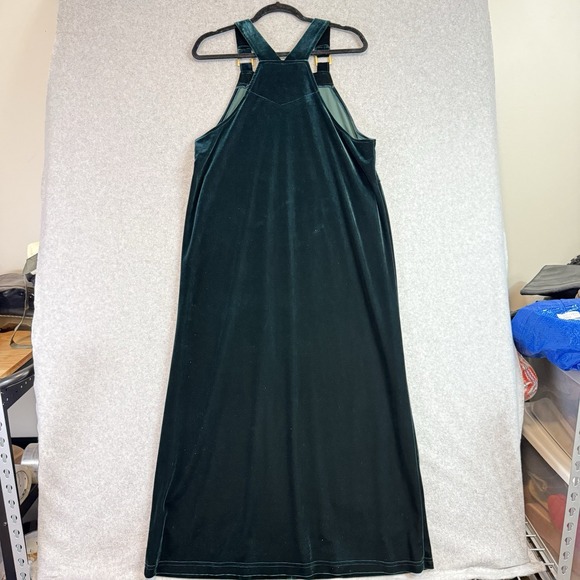 Studio Ease Overall Dress Womens 12 Green Velour - Picture 5 of 10